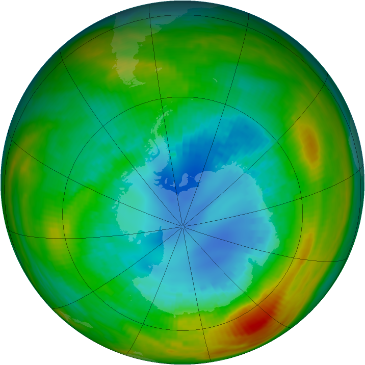 Antarctic ozone map for 27 August 1983